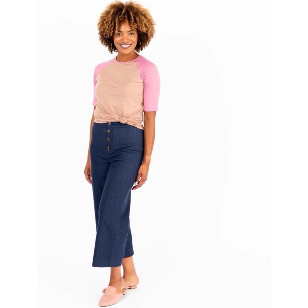 Agnes & Dora Women’s denim cropped wide leg pants